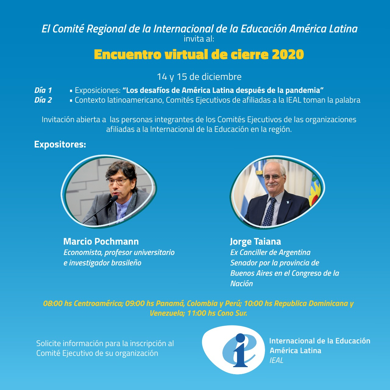 Comité Regional de la IEAL realizará actividad anual de cierre: Los desafíos de América Latina después de la pandemia 
